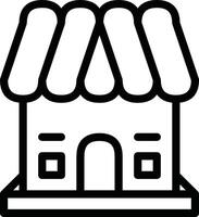 PrintIllustration Of A Storefront With Awning In Minimalist Black Outline Style. store symbol vector