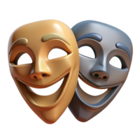 impressive artistic Theatre Masks Front View Transparent Background high quality png