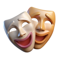 impressive minimalist Theatre Masks Front View Transparent Background high quality png