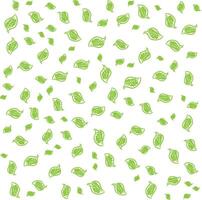 A white background with many leaves scattered around. The leaves are of different sizes and shapes, creating a sense of depth and movement vector