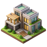 wonderful abstract Eco Friendly Housing Complex Isometric Cutout premium png