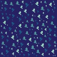 Seamless Pattern of Birds Flying in Various Shades on Dark Blue Background vector
