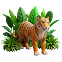 stunning minimalist Tiger Walking Through Jungle Transparent Background original png