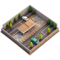 magnificent rustic Top Down Perspective of Empty Parking Lot Isolated authentic png