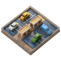 beautiful traditional Top Down Perspective of Empty Parking Lot Isolated high resolution png
