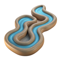 serene abstract Top Down View of Winding River Transparent Background detailed png