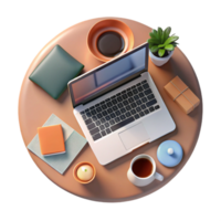 magnificent vintage Top View of Workspace with Laptop and Phone Isolated Element high resolution png