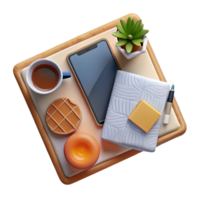 magnificent minimalist Top View of Workspace with Laptop and Phone Isolated Element original png