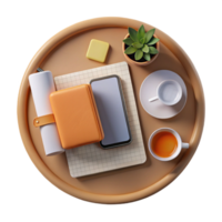 magnificent rustic Top View of Workspace with Laptop and Phone Isolated Element high quality png