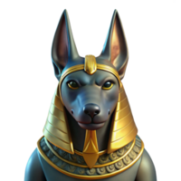 dramatic contemporary Egyptian Anubis Statue Front View Transparent Background professional png