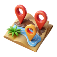 vibrant rustic Tourist Map with Markers Cutout Top View authentic png