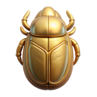 vibrant contemporary Egyptian Scarab Beetle Gold Finish Top View Transparent Background high quality png
