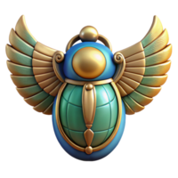 serene minimalist Egyptian Scarab Amulet Winged Design Isolated high quality png