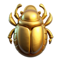 magnificent modern Egyptian Scarab Beetle Gold Finish Top View Transparent Background png