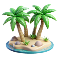 impressive rustic Tropical Beach with Palm Trees Isolated high resolution png