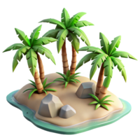 wonderful minimalist Tropical Island Landscape with Palm Trees Isolated genuine png