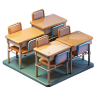 serene abstract Empty Classroom with Desks Transparent premium png