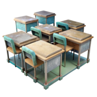 beautiful rustic Empty Classroom with Desks Transparent detailed png