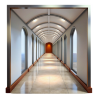 beautiful creative Empty Gallery Corridor Long View Transparent Background high quality png