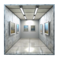elegant modern Empty Gallery Room White Walls Transparent Background premium png
