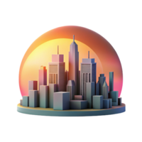 serene contemporary Urban Skyline Sunset Gradient Isolated genuine png