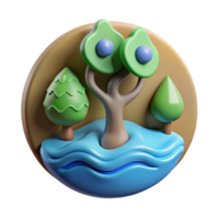 magnificent modern Environmental Health Icon with Tree and Water Isolated Element authentic png