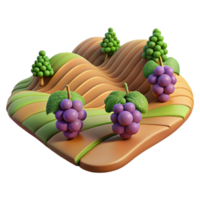 dramatic classic Vineyard Rolling Hills Grape Vines Isolated high resolution png