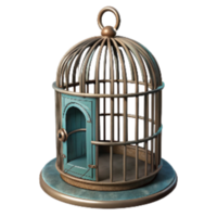 wonderful rustic Vintage Birdcage with Open Door Isolated Element png