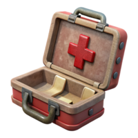 beautiful minimalist Vintage Medical Kit Open View Isolated Cutout authentic png