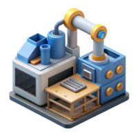 magnificent rustic Factory Automation System Isometric View Transparent Background high quality png