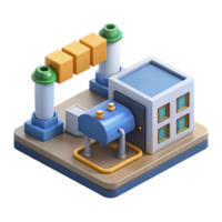 extraordinary contemporary Factory Automation System Isometric View Transparent Background high resolution png