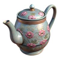 serene rustic Vintage Teapot Floral Design Transparent original png