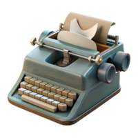 serene modern Vintage Typewriter Front View Cutout premium png