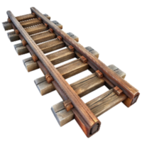 extraordinary minimalist Vintage Wooden Train Tracks with Metal Rails Isolated png