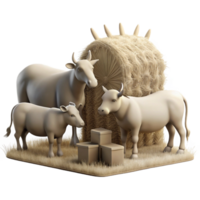 dramatic creative Farm Animals Eating Hay Silhouette Cutout Element professional png