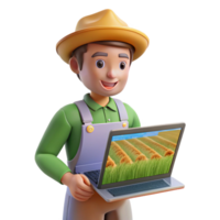 außergewöhnlich rustikal Farmer Analysieren Ernte Daten auf Tablette transparent Hintergrund Prämie png