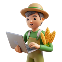 elegant minimalistisch Farmer Analysieren Ernte Daten auf Tablette transparent Hintergrund Original png