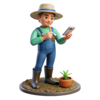 wonderful rustic Farmer Analyzing Soil Sample with Mobile Lab Transparent Background original png