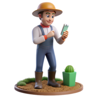 dramatic traditional Farmer Analyzing Soil Sample with Mobile Lab Transparent Background high resolution png
