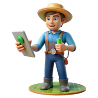 beautiful abstract Farmer Controlling Irrigation System with Smartphone Transparent Background authentic png