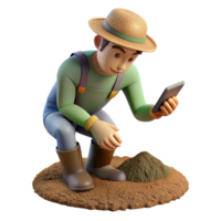 wonderful minimalist Farmer Examining Soil Texture Close Up Isolated exclusive png