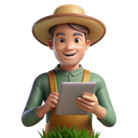 beautiful abstract Farmer Holding Tablet in Field Transparent Background high resolution png