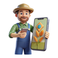 beautiful abstract Farmer Monitoring Crop Growth on Smartphone Transparent Background genuine png