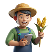 dramatic traditional Farmer Monitoring Crop Health with Handheld Device Transparent Background Cutout high resolution png