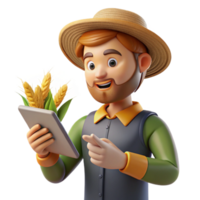 vibrant contemporary Farmer Monitoring Crop Health with Handheld Device Transparent Background Cutout premium png