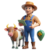 impressive vintage Farmer Monitoring Livestock Health with Smart Tags Transparent Background high quality png