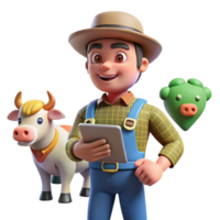 stunning abstract Farmer Monitoring Livestock Health with Smart Tags Transparent Background professional png