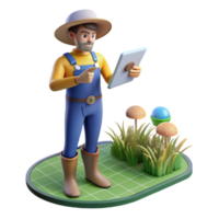 stunning rustic Farmer Using Augmented Reality App in Field Transparent Background genuine png