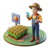 extraordinary creative Farmer Using Augmented Reality App in Field Transparent Background png
