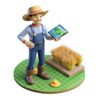 wonderful contemporary Farmer Using Augmented Reality App in Field Transparent Background authentic png